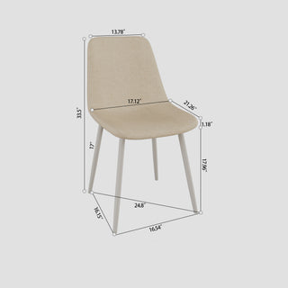 Sunvega Modern Linen Padded Dining Chairs with Sturdy White Metal Legs