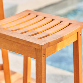 Sunvega Honey Eucalyptus Wooden Outdoor Dining Stool with Weather Resistant Finish