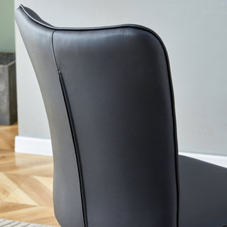 Sunvega Modern Black PU Dining Chairs Set of Four with Ergonomic Backrest Design