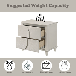 Sunvega Sleek Modern Nightstand with Two Spacious Drawers in Pearl White Finish