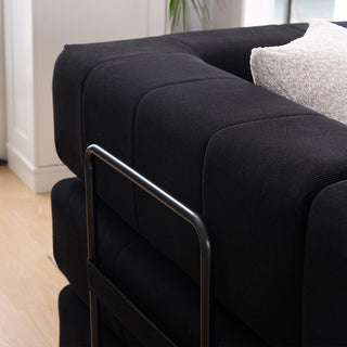 Sunvega High Quality Corduroy Folding Sofa Bed with 2 Pillows and Foam Spring Mattress