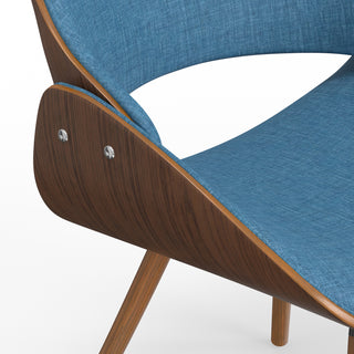 Sunvega Blue Linen Look Bentwood Dining Chair with Curved Padded Seat and Back