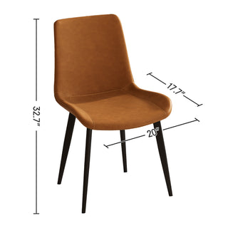 Sunvega Modern Leather Dining Chair with Sleek Metal Legs and Upholstered Cushion Seat