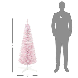 Sunvega Snow Flocked Artificial Pencil Christmas Tree with Realistic Branches for Indoor