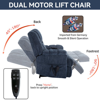 Sunvega Dual Motor Lift Recliner Chair with Massage Lumbar Heat and Power Remote