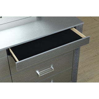 Sunvega Silver Nightstand with Spacious Drawers and Hidden Jewelry Compartment