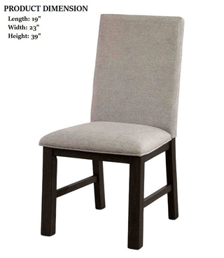 Sunvega Antique Black and Gray Finish 2pc Side Chair with Pleated Back and Upholstered Seat