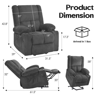 Sunvega Power Lift Recliner Chair with Massage Heat USB Ports and Cup Holders