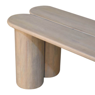Sunvega Solid Mango Wood Twin Plank Bench with Minimalist Design and Unique Grain