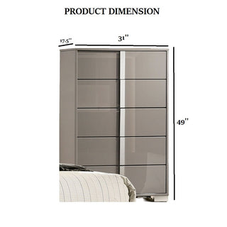 Sunvega Contemporary White Bedroom Chest with Chrome Legs and UV Finish