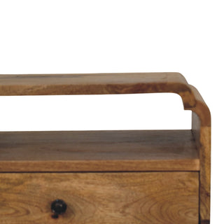 Sunvega Solid Mango Wood Nightstand with Drawer and Shelf in Oak-ish Brown