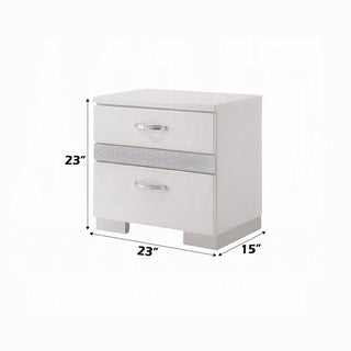 Sunvega White High Gloss Finish Modern Nightstand with 3 Drawers for Bedroom