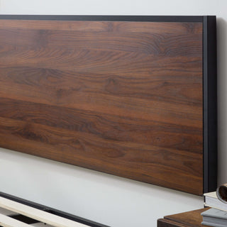 Sunvega White Oak Metal and Wood Platform Bed with Headboard and Footboard for King