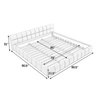 Sunvega Grounded California King Upholstered Bed Frame with Soft Chenille Fabric Headboard