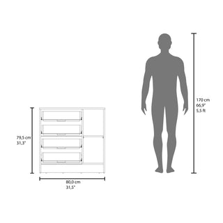 Sunvega Modern Black Wengue Dresser with 1 Door 4 Drawers and 2 Shelves