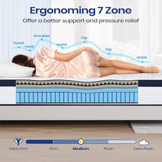 Sunvega 10 Inch Queen Size Memory Foam Hybrid Mattress with Cooling Space Cotton