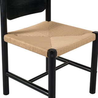 Sunvega Beige Paper Rope Weave Seat Indoor Armless Kitchen Dining Chairs Set of 2