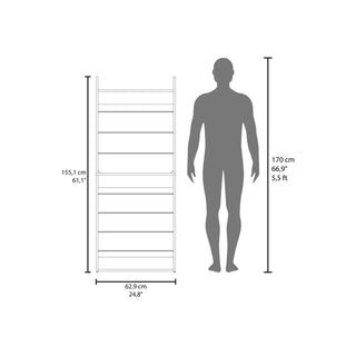 Sunvega Tall Open Shoe Rack with Metal Rails and Multi-Tier Shelves in Wengue