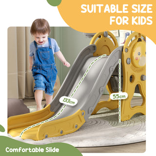 Sunvega 3-in-1 Indoor Slide with Basketball Hoop Climber and Duck Pattern for Toddlers