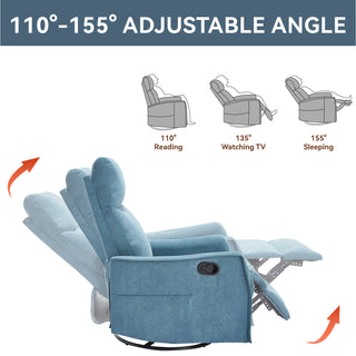 Sunvega Fabric Swivel Rocker Recliner Chair with Massage and Lumbar Heat for Living Room