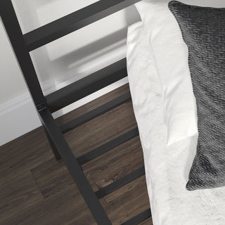 Sunvega Sleek Black Metal Twin Platform Bed with Headboard for Compact Spaces