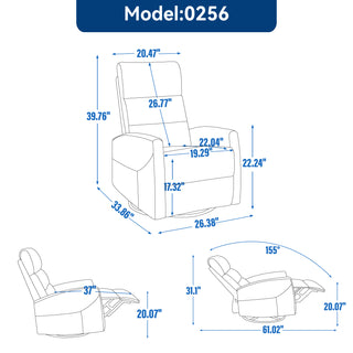Sunvega Manual Recliner Chair with 360 Degree Swivel and Rocking Function in Grey Fabric
