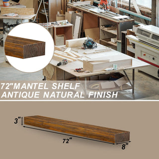 Sunvega Handcrafted Pine Wood Fireplace Mantel Shelf with Distinctive Wood Grain