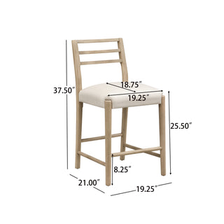 Sunvega Farmhouse Style Ladder Back Counter Stool Set with Upholstered Seating