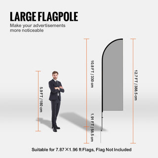 Sunvega 12.7 ft Feather Flag Pole Kit with Swooper Design and Ground Stakes