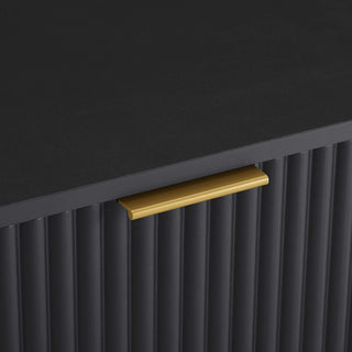 Sunvega Modern Glam Nightstand with Gold Metal Legs and Textured Drawer