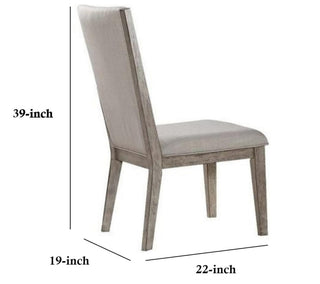 Sunvega Fabric Upholstered Side Chair with Wooden Backrest and Gray Oak Finish