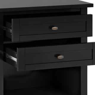 Sunvega Transitional Solid Wood Nightstand with Two Drawers and Lower Shelf