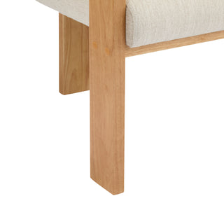 Sunvega Dining Chairs with Pillow Back, Natural Rubber Wood Frame and Beige Fabric, 2-Pack