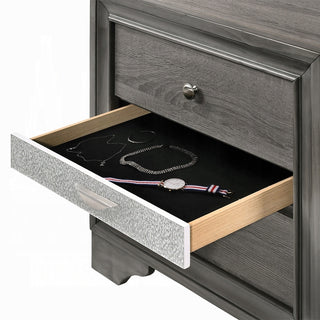 Sunvega Black Finish Wooden Nightstand with 3 Drawers and Curved Legs
