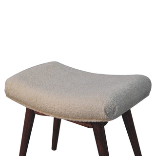 Sunvega Honey Caramel Boucle Cream Curved Bench with Solid Wood Legs for Hallway