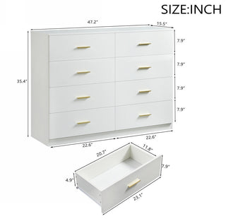 Sunvega Modern 8-Drawer Dresser with Golden Handles for Bedroom Ample Storage