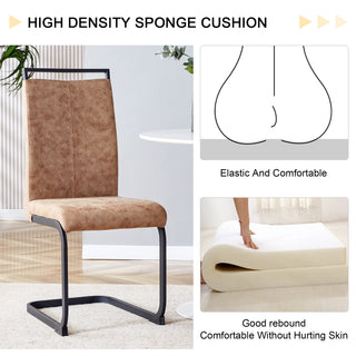 Sunvega Modern Technology Cloth High Back Upholstered Dining Chairs with Black Metal Legs