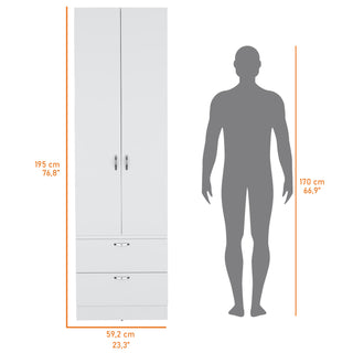 Sunvega Tall Mayer Wardrobe with Two Doors and Two Drawers in Melamine