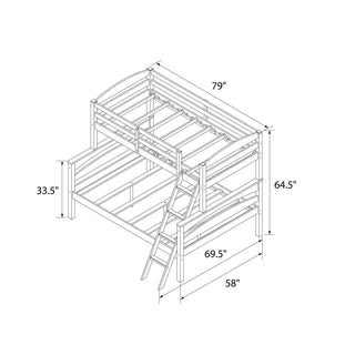 Sunvega Twin Over Full Wood Bunk Bed Frame Converts to Two Separate Beds