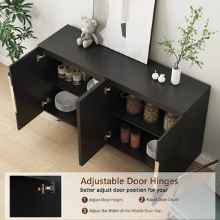 Sunvega Modern Fluted Sideboard with Adjustable Shelves for Living Room Storage