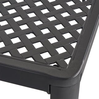 Sunvega Outdoor Modern Aluminum Dining Table with Woven Accents in Gloss Black