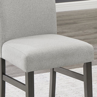 Sunvega Set of 2 Light Gray Fabric Parsons Dining Chairs with Gray Wood Legs