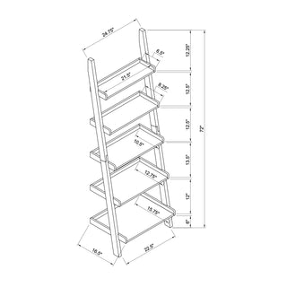 Sunvega Five Shelf Modern Ladder Bookcase with Multi Depth Shelves and Rounded Corners