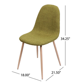 Sunvega Green Fabric Dining Chairs with Light Walnut Finished Iron Legs