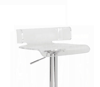 Sunvega Modern Acrylic and Chrome Bar Stool with Swivel Seat and Footrest