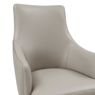 Sunvega Modern Dining Armchair in Light Gray with Leatherette and Velvet Upholstery