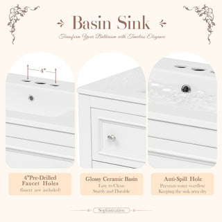 Sunvega 36 Inch Freestanding Vanity Cabinet with Sink Combo and 4 Drawers
