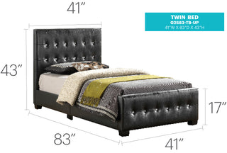 Sunvega Sleek Black Twin Bed with Transitional Style for Classic and Modern Rooms
