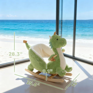 Sunvega ASTM-F963 Certified Spring Rocking Horse with Plush Fabric and Animal Sounds