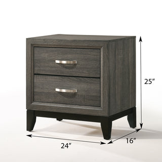 Sunvega Weathered Grey 2-Drawer Nightstand with Smooth Metal Glide and Modern Flat Surface